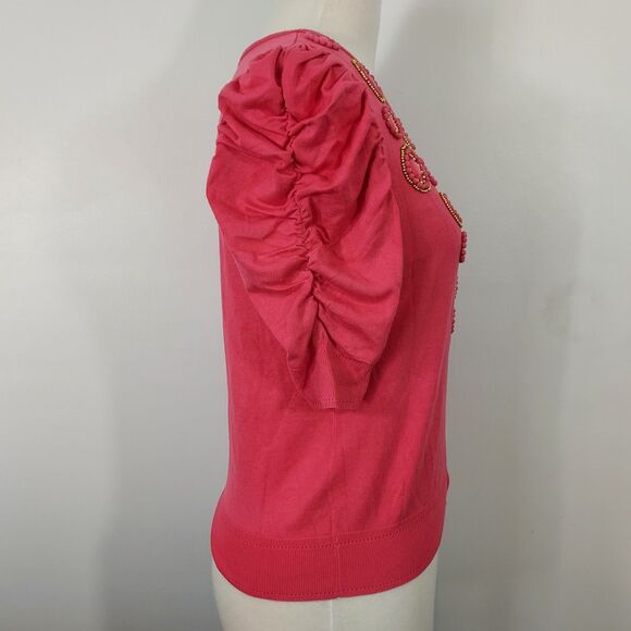 INC International Concepts Womens Shrug Cardigan Size XL Beaded Coral Ruched NWT - Picture 5 of 12